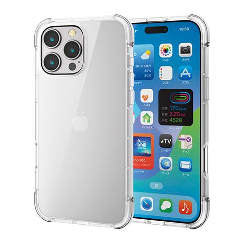 エレコム(ELECOM) PM-A24DHVAIRCR(ｸﾘｱ×ｸﾘｱ) iPhone16 Pro Max用ｹｰｽ ﾊｲﾌﾞﾘｯﾄﾞ 衝撃吸収 ｶﾒﾗ周り保護