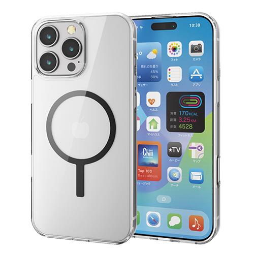 エレコム(ELECOM) PM-A24DMAG02BK(ﾌﾞﾗｯｸ) iPhone16 Pro Max用ｹｰｽ ｶﾒﾗﾚﾝｽﾞ保護設計 磁力吸着ﾜｲﾔﾚｽ充電