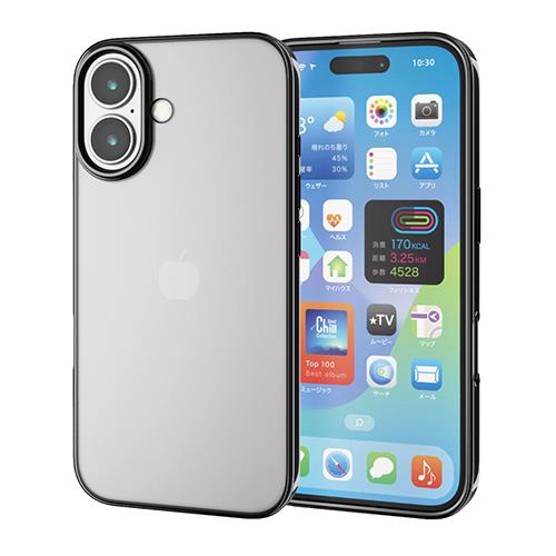 エレコム(ELECOM) PM-A24AUCTMBK ﾒﾀﾘｯｸﾌﾞﾗｯｸ iPhone16用ｹｰｽ ｿﾌﾄ ｶﾊﾞｰ 衝撃吸収 薄型 ｶﾒﾗﾚﾝｽﾞ保護設計