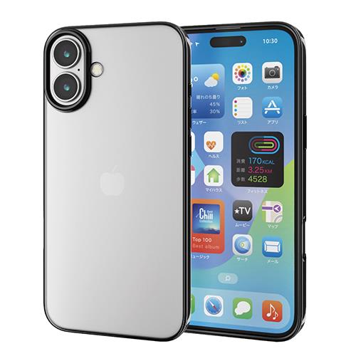 エレコム(ELECOM) PM-A24BUCTMBK(ﾒﾀﾘｯｸﾌﾞﾗｯｸ) iPhone 16 Plus用ｹｰｽ ｿﾌﾄ ｶﾊﾞｰ 衝撃吸収 ｶﾒﾗﾚﾝｽﾞ保護設計