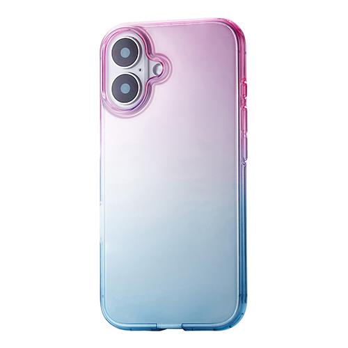 エレコム(ELECOM) PM-A24AUCWCPNBU(ｻｸﾗ×ｱｸｱ) iPhone16用ｹｰｽ ｿﾌﾄ ｶﾊﾞｰ 耐衝撃 ｶﾒﾗﾚﾝｽﾞ保護設計