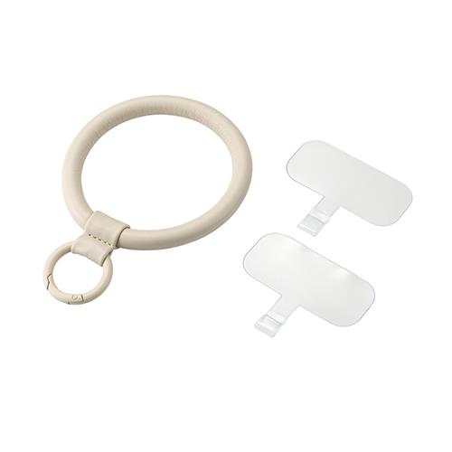 エレコム(ELECOM) P-STHPLNGB(グレージュ) スマホハンドストラップ レザーリング &me