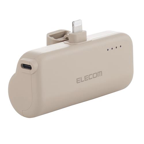 エレコム(ELECOM) DE-C59L-5000BE(ベージュ) 直挿しモバイルバッテリー Lightning 5000mAh