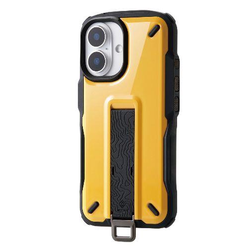 エレコム(ELECOM) PM-A24ANESTYL(イエロー) iPhone 16 ケース ハイブリッド 衝撃吸収 ストラップホール付 フィンガーベルト付 NESTOUT
