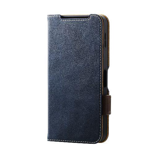 エレコム(ELECOM) PM-S244PLFYNV(ネイビー) AQUOS sense9 SH-53E用 ケース レザー 手帳型 マグネット フラップ 衝撃吸収 ストラップホール付