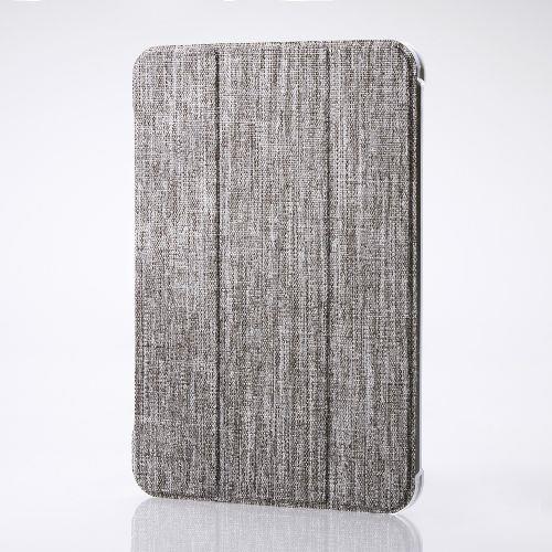 エレコム(ELECOM) TB-A24SWVCGY(グレー) iPad mini(A17 Pro)/第6世代 8.3インチ用 ケース ファブリック 手帳型 2アングル 背面クリア 超薄型