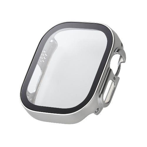 エレコム(ELECOM) AW-23CFCGESV(シルバー) アップルウォッチ カバー Ultra 2/Ultra(49mm) フルカバー 表面硬度10H 全面保護 防水 IPX7 2重構造