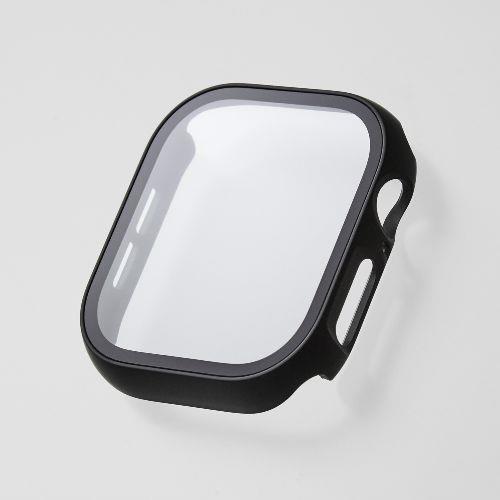 エレコム(ELECOM) AW-24AFCGMBK(ブラック) アップルウォッチ カバー Series 10(46mm) フルカバー 反射防止 表面硬度9H 全面保護 メタリックライン