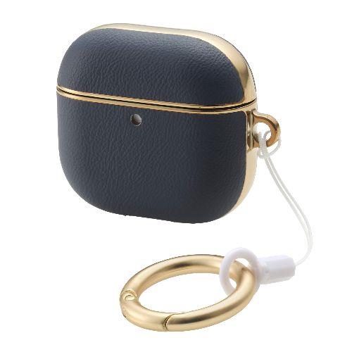 エレコム(ELECOM) AVA-AP06PLMBU(ブルー) AirPods 4 ケース ソフトレザー カバー (ワイヤレス/MagSafe充電対応) 衝撃吸収 落下防止 カラビナ付