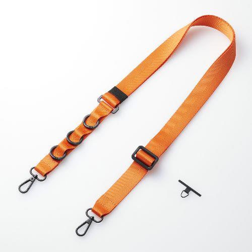 エレコム(ELECOM) P-STSDH1FLPCDR ビビッドオレンジ スマホ ショルダー ストラップ 97～150cm 長さ調整可 ループ付 カラビナ ｽﾄﾗｯﾌﾟﾎｰﾙｼｰﾄ付