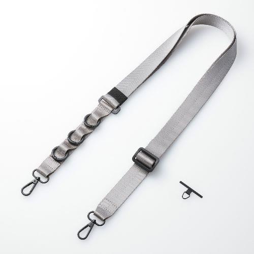 エレコム(ELECOM) P-STSDH1FLPCGY アッシュグレー スマホ ショルダー ストラップ 97～150cm 長さ調整可 ループ付 カラビナ ｽﾄﾗｯﾌﾟﾎｰﾙｼｰﾄ付