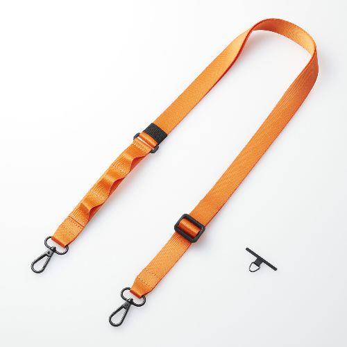 エレコム(ELECOM) P-STSDH1FLPDR(ビビッドオレンジ) スマホ ショルダー ストラップ 97～150cm 長さ調整可 ループ付 ストラップホールシート付