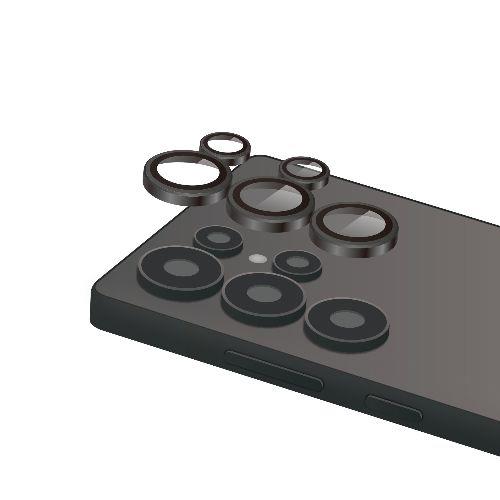 エレコム(ELECOM) PM-G252FLLG ブラック Galaxy S25 Ultra SC-52F レンズカバー カメラ保護 ガラスフィルム アルミフレーム 高透明 表面硬度10H