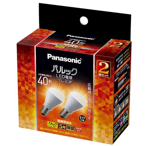 パナソニック(Panasonic) LDA4LGE17K4ESW2F2T LED電球プレミア2個入 電球色相当 E17口金 40W形相