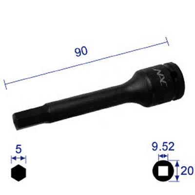 長堀工業 305C90 ヘキサゴンレンチソケットロングタイプ差込角9.52x対辺5mmx90L