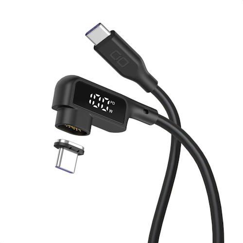 CIO(シーアイオー) CIO-SLLMG-SC-CC2-BK L字 CtoC 2m 液晶ﾃﾞｨｽﾌﾟﾚｲ付きマグネットシリコンケーブル ﾌﾞﾗｯｸ