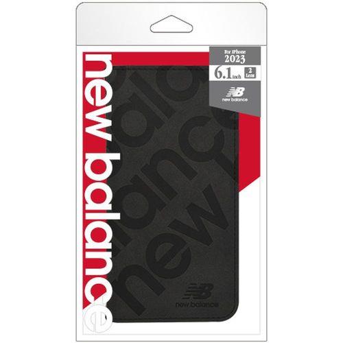 エム・ディー・シー(エムディーシー) iPhone 15 new balance 手帳ケース/スタンプロゴスエード/ブラック