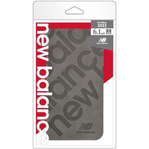 エム・ディー・シー(エムディーシー) iPhone 15 new balance 手帳ケース/スタンプロゴスエード/グレー