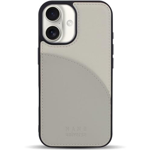 エム・ディー・シー(エムディーシー) md755462 iPhone16用 nano universe ｶｰﾄﾞﾎﾟｹｯﾄ付き背面ｹｰｽ バイカラー グレー