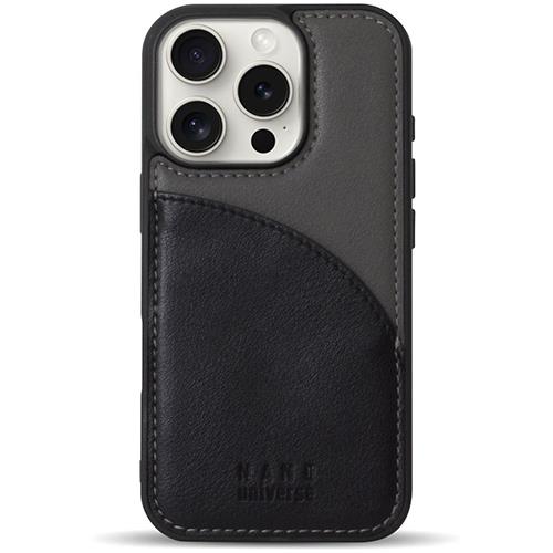 エム・ディー・シー(エムディーシー) md755471 iPhone16Pro用 nano universe ｶｰﾄﾞﾎﾟｹｯﾄ付き背面ｹｰｽ ﾊﾞｲｶﾗｰ ブラック