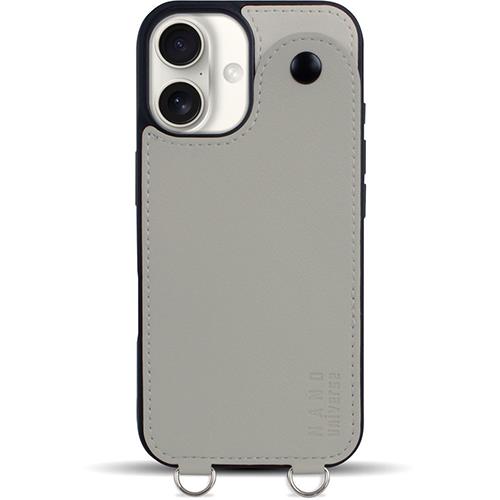 エム・ディー・シー(エムディーシー) md755482 iPhone16用 nano universe ストラップ付き背面ケース バイカラー グレー