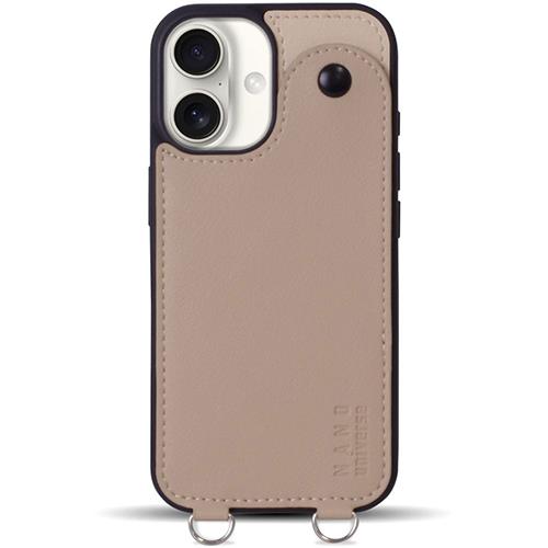 エム・ディー・シー(エムディーシー) md755483 iPhone16用 nano universe ｽﾄﾗｯﾌﾟ付き背面ｹｰｽ バイカラー ベージュ