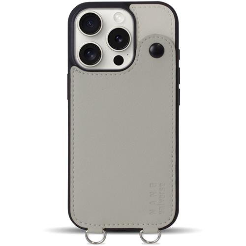 エム・ディー・シー(エムディーシー) md755492 iPhone16Pro用 nano universe ｽﾄﾗｯﾌﾟ付き背面ｹｰｽ バイカラー グレー