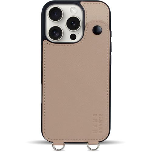 エム・ディー・シー(エムディーシー) md755493 iPhone16Pro用 nano universe ｽﾄﾗｯﾌﾟ付き背面ｹｰｽ バイカラー ベージュ