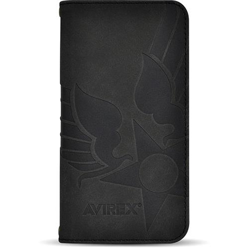 エム・ディー・シー(エムディーシー) md755561 iPhone16Pro用 AVIREX 手帳ケース スタンプロゴスエード ブラック