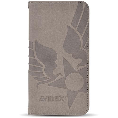 エム・ディー・シー(エムディーシー) md755562 iPhone16Pro用 AVIREX 手帳ケース スタンプロゴスエード カーキ