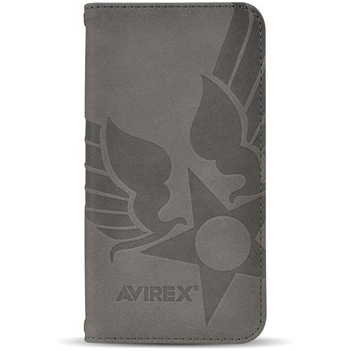 エム・ディー・シー(エムディーシー) md755563 iPhone16Pro用 AVIREX 手帳ケース スタンプロゴスエード グレー