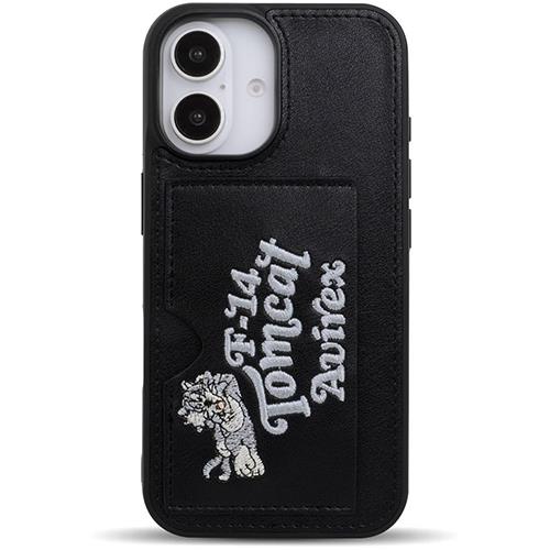 エム・ディー・シー(エムディーシー) md755631 iPhone16用 AVIREX ポケット付き背面ケース 刺繍 ブラック