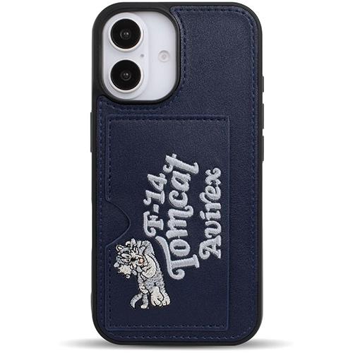 エム・ディー・シー(エムディーシー) md755633 iPhone16用 AVIREX ポケット付き背面ケース 刺繍 ネイビー