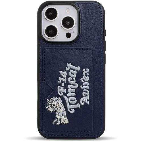 エム・ディー・シー(エムディーシー) md755643 iPhone16Pro用 AVIREX ポケット付き背面ケース 刺繍 ネイビー