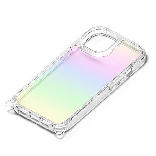 PGA iPhone15用 クリアタフケース オーロラ