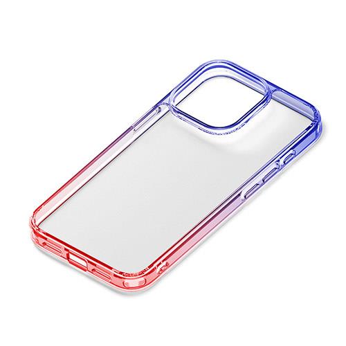 PGA iPhone15 Pro用 グラデーションハイブリッドケース パープル×レッド