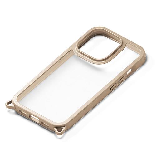 PGA iPhone15 Pro Max用 クリアタフケース ベージュ