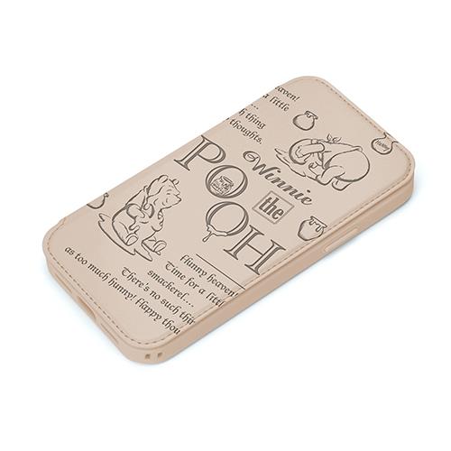 PGA iPhone15 Pro用 ガラスフリップケース くまのプーさん