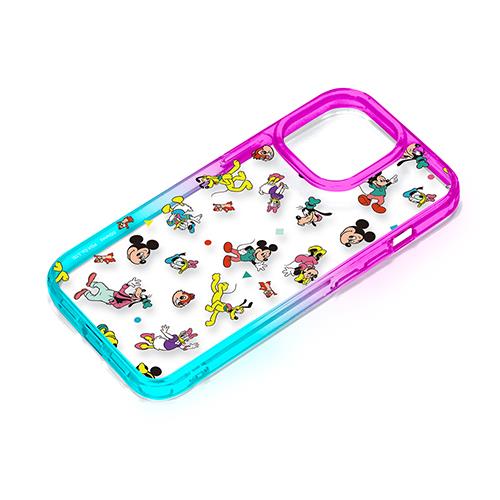 PGA iPhone15 Pro用 グラデーションハイブリッドケース ミッキー&フレンズ