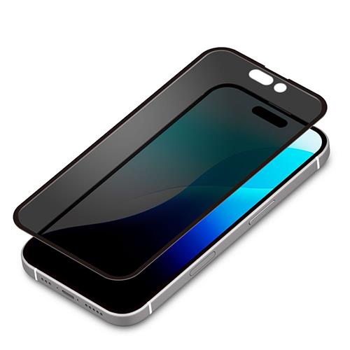 PGA PG-24AGLF03MB 覗き見防止/高光沢 iPhone16用 液晶全面保護ガラス