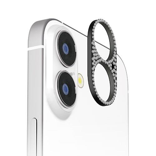 PGA PG-24ALGD06BK ラインストーン/ブラック iPhone16/16Plus用 カメラレンズフレーム