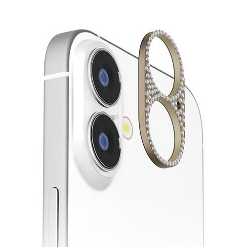 PGA PG-24ALGD08GD ラインストーン/ゴールド iPhone16/16Plus用 カメラレンズフレーム