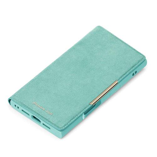 PGA PG-24BCF05BL スエード調/ターコイズ iPhone16Pro用 クリアフリップケース