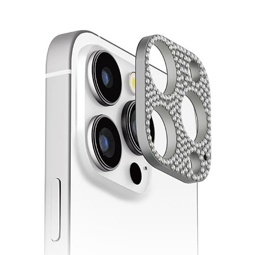 PGA PG-24BLGD07SV(ﾗｲﾝｽﾄｰﾝ/ｼﾙﾊﾞｰ) iPhone16Pro/16ProMax用 カメラレンズフレーム