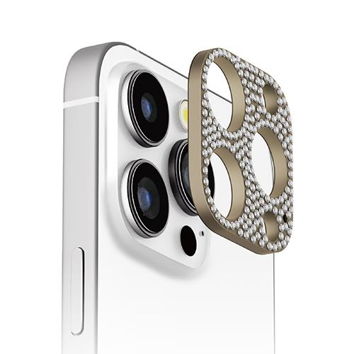 PGA PG-24BLGD08GD(ﾗｲﾝｽﾄｰﾝ/ｺﾞｰﾙﾄﾞ) iPhone16Pro/16ProMax用 カメラレンズフレーム