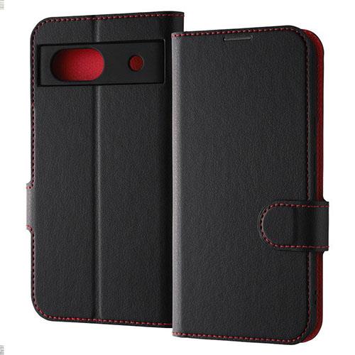 ray-out(レイ・アウト) RT-GP8AELC1/BR ブラック/レッド Google Pixel 8a用 耐衝撃 手帳型ﾚｻﾞｰｹｰｽ ﾏｸﾞﾈｯﾄ