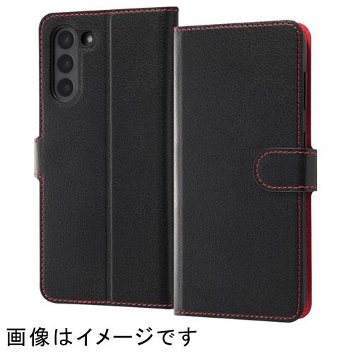 ray-out(レイ・アウト) RT-GS21ELC1/BR(ブラック/レッド) Galaxy S21 5G用 耐衝撃 手帳型ケース シンプル