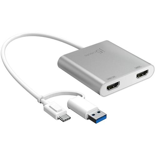 ジェイファイブ クリエイト JCA365 シルバー USB-C デュアルHDMIディスプレイアダプター