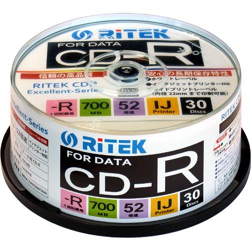 ライテック CD-R700EXWP.30RT C データ用 CD-R 700MB 一回記録 プリンタブル 52倍速 30枚