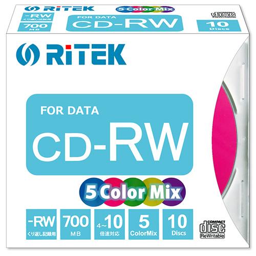 ライテック CD-RW700.MIX10P A データ用 CD-RW 700MB 繰り返し記録 プリンタブル 10倍速 10枚